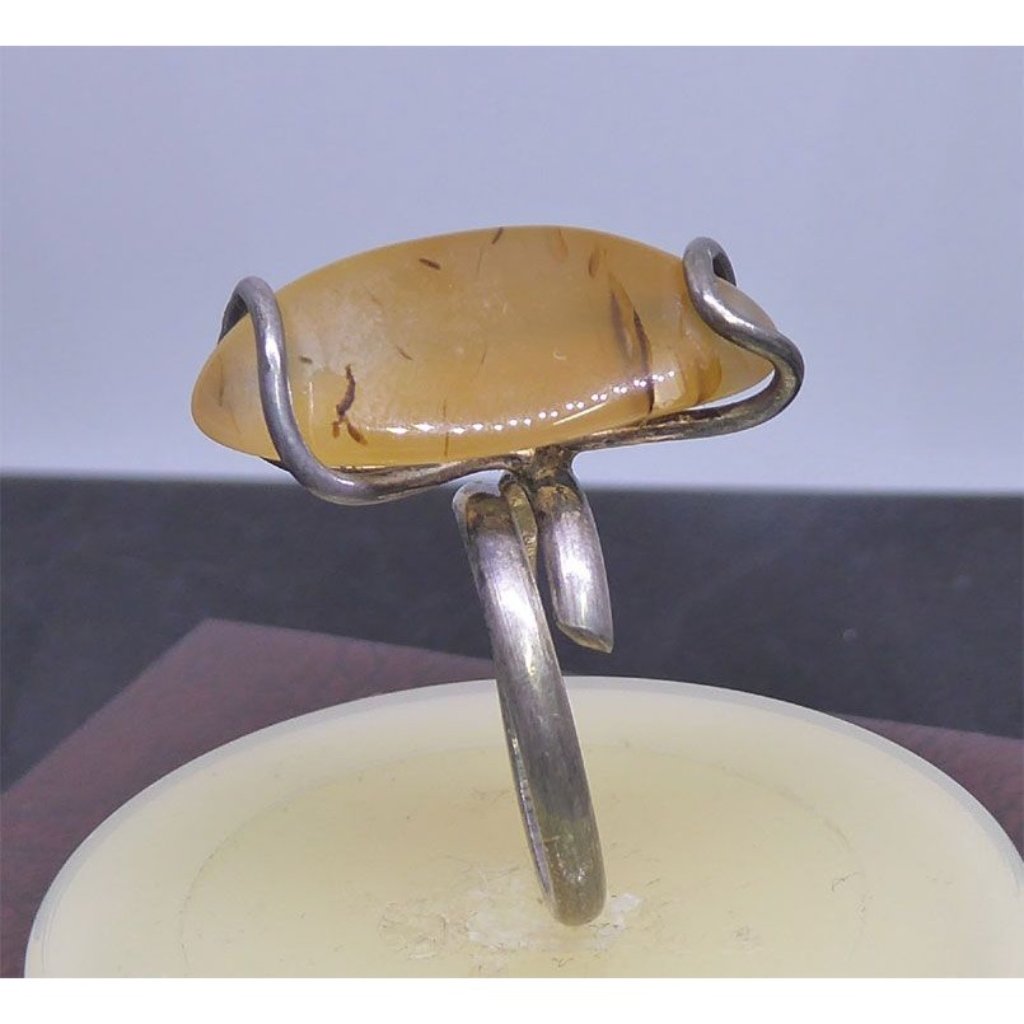 Unusual Modernist Ring With Agate Stone